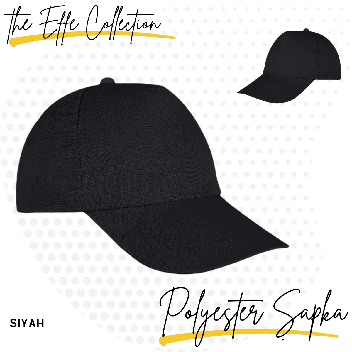 Şapka Polyester Siyah - Toptan Basic (Promosyon)