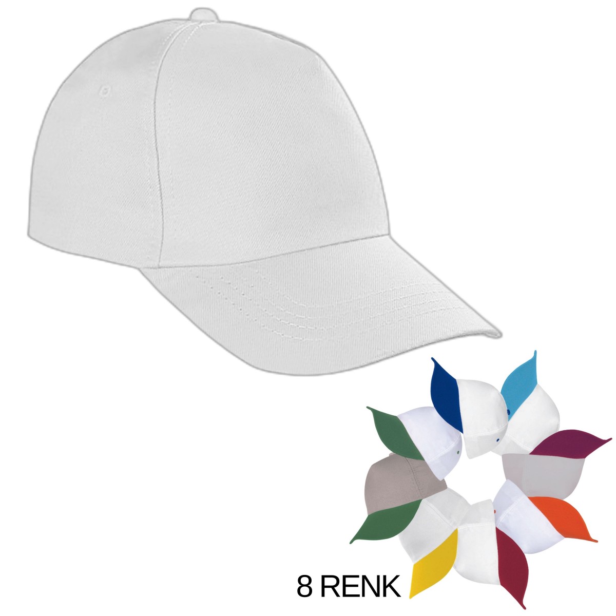 Şapka Polyester Beyaz - Toptan Basic (Promosyon)