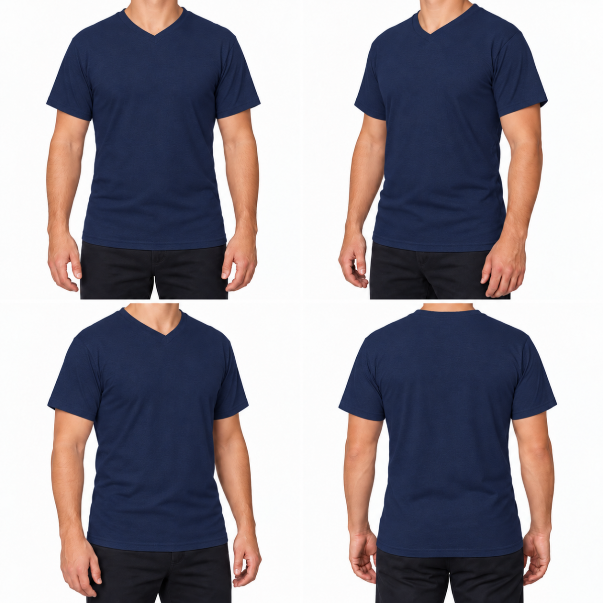 V Yaka T-shirt Lacivert - Toptan Company