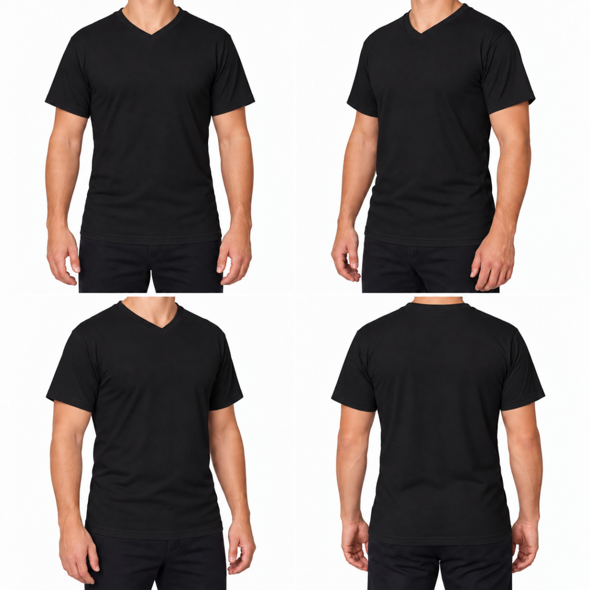 V Yaka T-shirt Siyah - Toptan Company