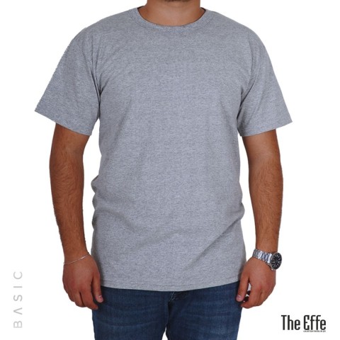 Sıfır Yaka T-shirt Gri - Basic (Promosyon)- Numune