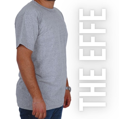 Sıfır Yaka T-shirt Gri - Basic (Promosyon)- Numune