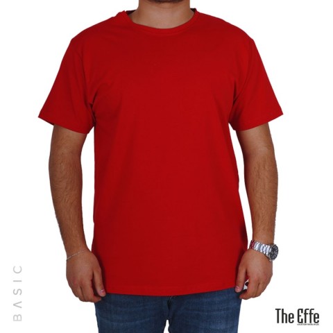 Sıfır Yaka T-shirt Kırmızı - Basic (Promosyon)- Numune