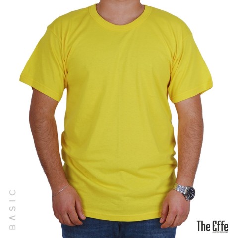 Sıfır Yaka T-shirt Sarı - Basic (Promosyon)- Numune