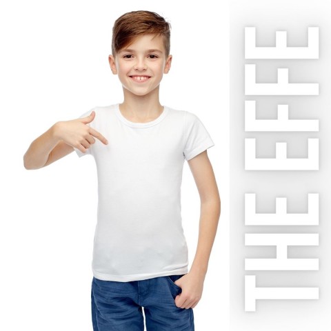 Çocuk Sıfır Yaka T-shirt - Beyaz- Numune