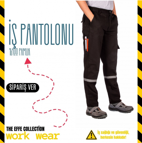 İş Pantolonu Siyah - İş Kıyafeti- Numune