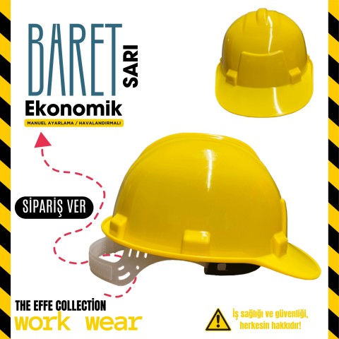 İşçi Baret Sarı - İş Kıyafeti- Numune