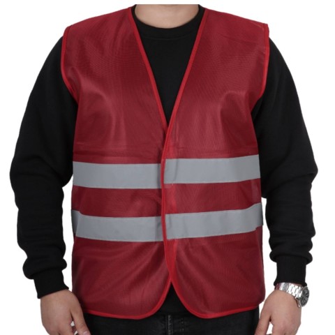 İşçi İkaz Yeleği Kırmızı - İş Kıyafeti- Numune