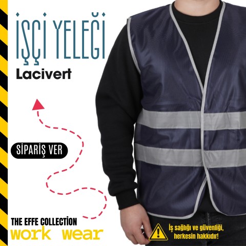 İşçi İkaz Yeleği Lacivert - İş Kıyafeti- Numune