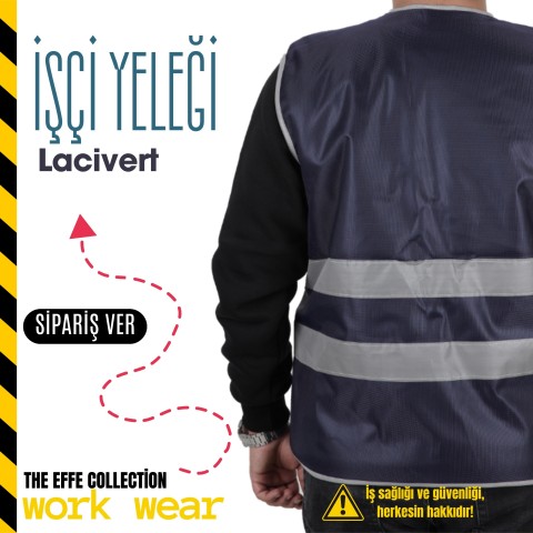 İşçi İkaz Yeleği Lacivert - İş Kıyafeti- Numune