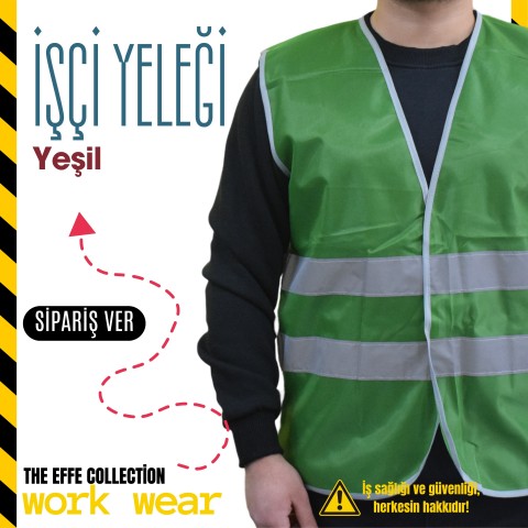 İşçi İkaz Yeleği Yeşil - İş Kıyafeti- Numune