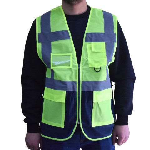 Mühendis İkaz Yeleği Sarı/Lacivert - İş Kıyafeti- Numune