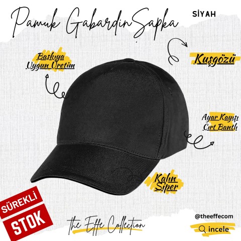 Şapka Gabardin  Siyah - Toptan Basic (Promosyon)