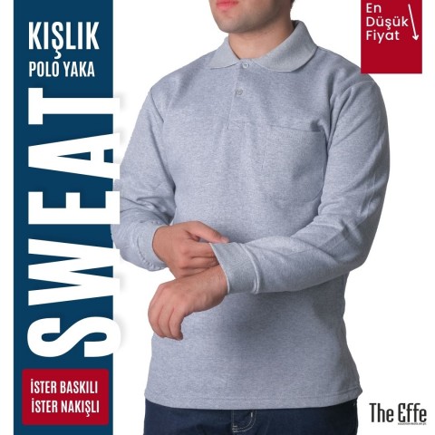 Polo Yaka Sweat Gri - Toptan İş Kıyafeti