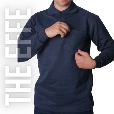 Polo Yaka Sweat Lacivert - Toptan İş Kıyafeti