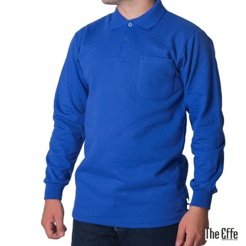 Polo Yaka Sweat Saks Mavi - Toptan İş Kıyafeti