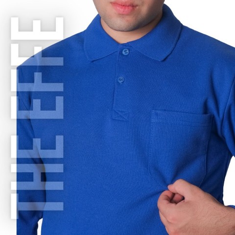 Polo Yaka Sweat Saks Mavi - Toptan İş Kıyafeti