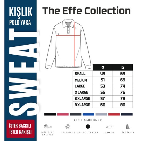 Polo Yaka Sweat Saks Mavi - Toptan İş Kıyafeti