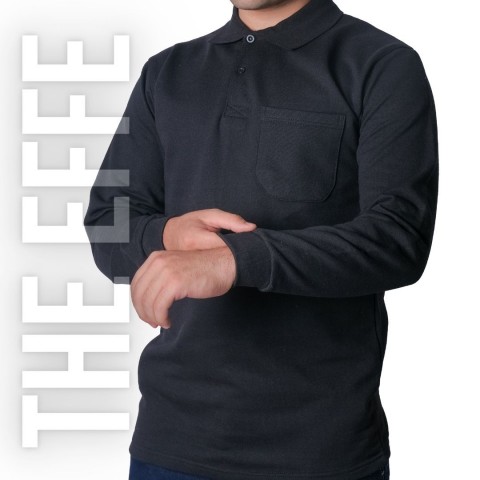 Polo Yaka Sweat Siyah - Toptan İş Kıyafeti