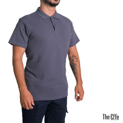 Polo Yaka T-shirt Antrasit Gri - Toptan Basic (Promosyon)