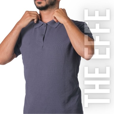 Polo Yaka T-shirt Antrasit Gri - Toptan Basic (Promosyon)