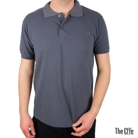 Polo Yaka T-shirt Antresit Gri- Toptan Premium