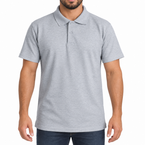 Polo Yaka T-shirt Gri - Basic (Promosyon)- Numune