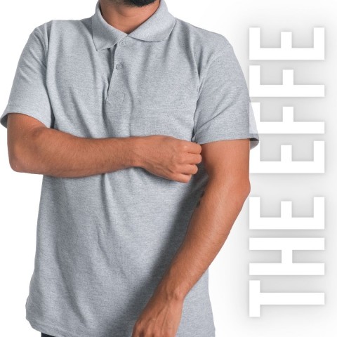 Polo Yaka T-shirt Gri - Basic (Promosyon)- Numune