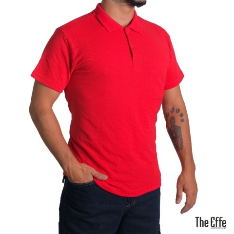 Polo Yaka T-shirt Kırmızı - Toptan Basic (Promosyon)