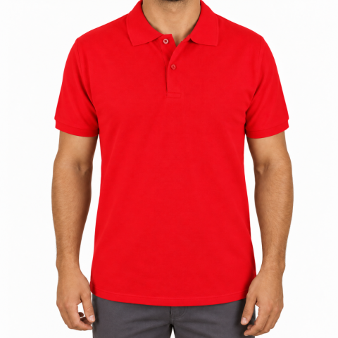 Polo Yaka T-shirt Kırmızı - Toptan Premium