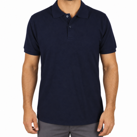 Polo Yaka T-shirt Lacivert - Toptan Premium