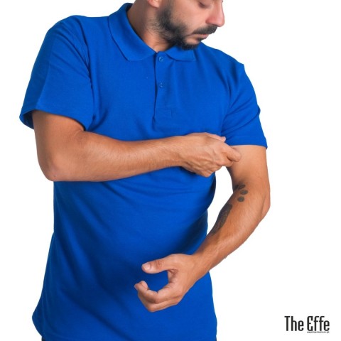 Polo Yaka T-shirt Saks Mavi - Toptan Basic (Promosyon)