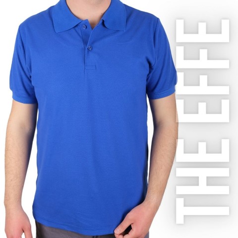 Polo Yaka T-shirt Saks Mavi - Toptan Premium- Numune