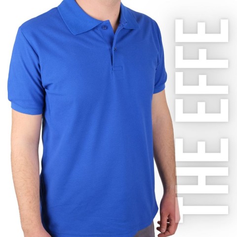 Polo Yaka T-shirt Saks Mavi - Toptan Premium- Numune