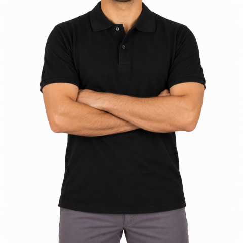 Polo Yaka T-shirt Siyah - Premium- Numune