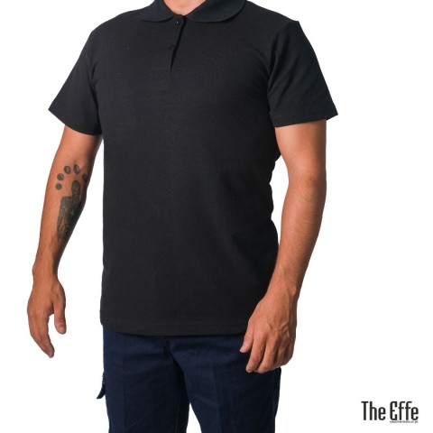 Polo Yaka T-shirt Siyah - Toptan Basic (Promosyon)