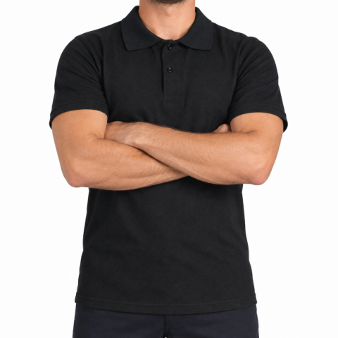 Polo Yaka T-shirt Siyah - Toptan Basic (Promosyon)