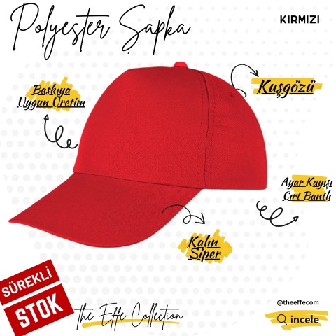 Şapka Polyester Kırmızı - Toptan Basic (Promosyon)