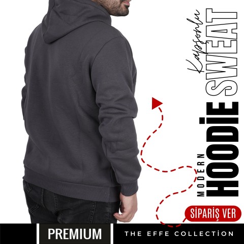Premium Kapşonlu Sweatshirt Antresit Gri 021