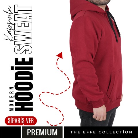 Premium Kapşonlu Sweatshirt Bordo 012