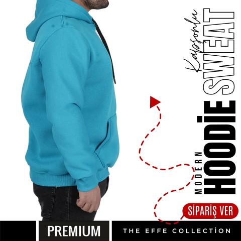 Premium Kapşonlu Sweatshirt Mavi 002