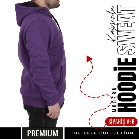 Premium Kapşonlu Sweatshirt Mor 023