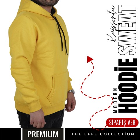 Premium Kapşonlu Sweatshirt Sarı 008