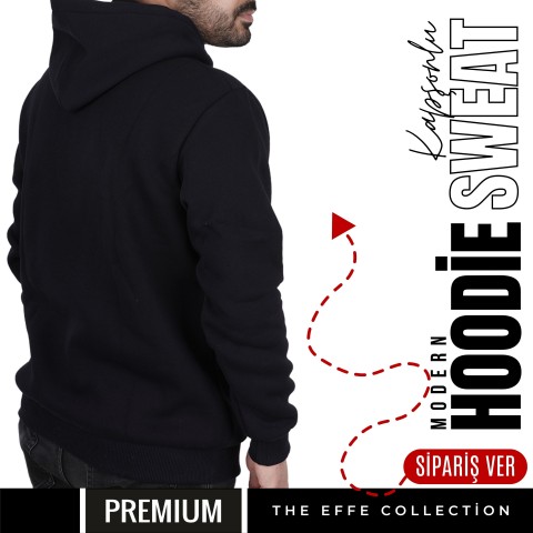 Premium Kapşonlu Sweatshirt Siyah 006