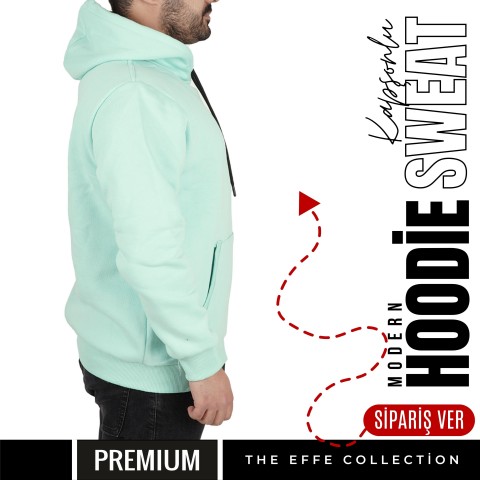 Premium Kapşonlu Sweatshirt Su Yeşili 033