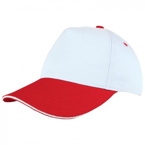 Şapka Gabardin Beyaz-Kırmızı - Toptan Basic (Promosyon)