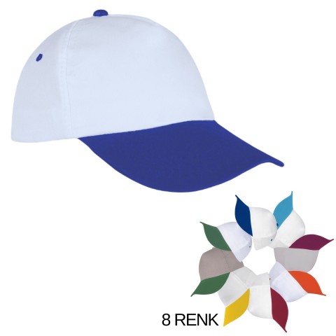 Şapka Polyester Beyaz/Lacivert - Toptan Basic (Promosyon)