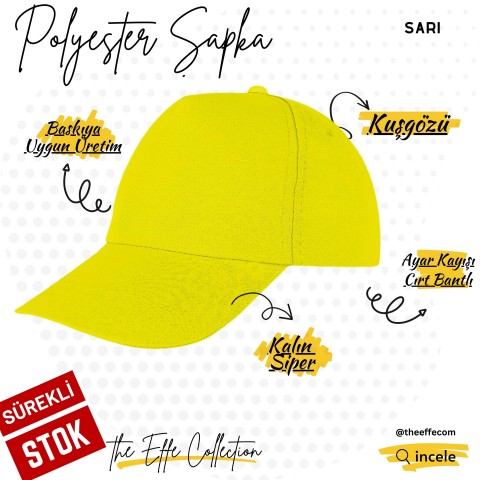 Şapka Polyester Sarı - Toptan Basic (Promosyon)