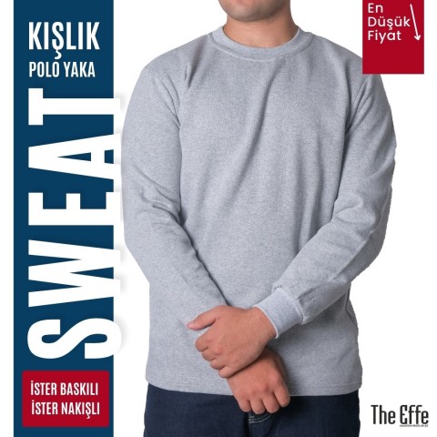 Sıfır Yaka Sweat Gri - İş Kıyafeti- Numune