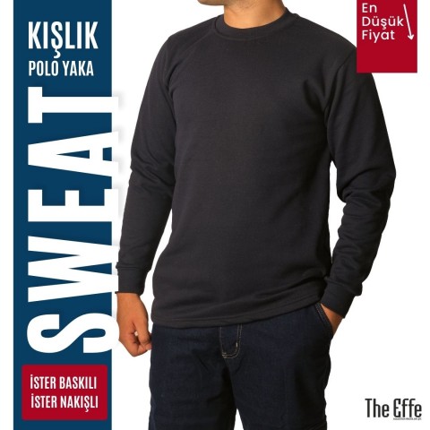 Sıfır Yaka Sweat Siyah - İş Kıyafeti- Numune